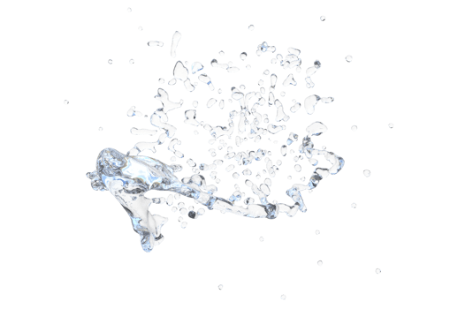 Water droplet splash isolated. 3d render png