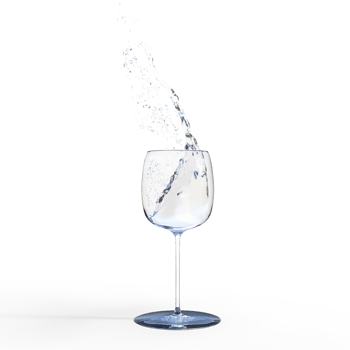 Water splash pouring into glass. 3d render isolated png