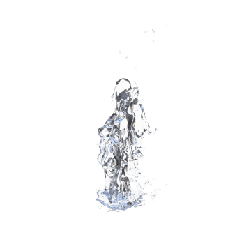 Water splash pouring into glass. 3d render isolated png