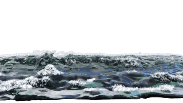 Water wave surface ripples isolated. 3d render png