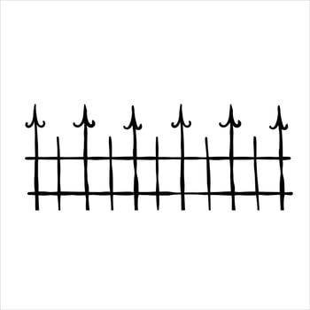 Doodle fence cemetery. Decoration of grave for Halloween vector