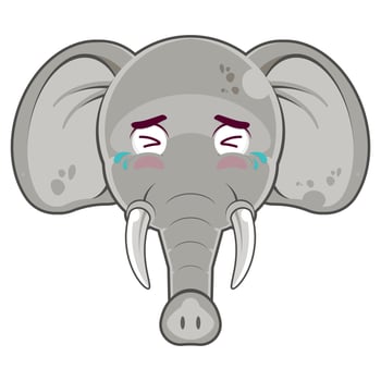 elephant crying face cartoon cute vector