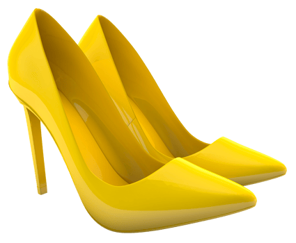Elegant high heels. Yellow shoes for women. 3d render png