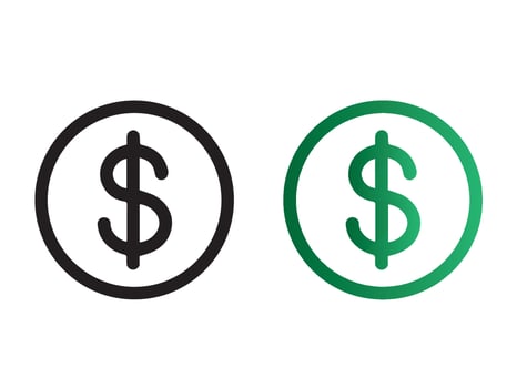 Flat dollar icon, save money icon, salary money, invest finance, hand holding dollar, line symbols on white background vector