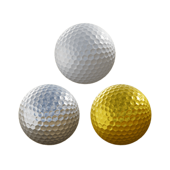 3d rendering of gold silver and normal color clean golf ball png