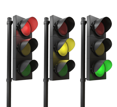 3d rendering of traffic lights red yellow green low angle view perspective png