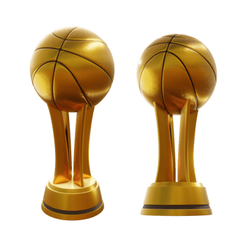 3d rendering of gold trophy basketball sports championship match perspective view png
