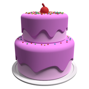 3D cake with transparent background. Realistic birthday cake. Holiday food. Cartoon creative design icon. 3D Rendering png