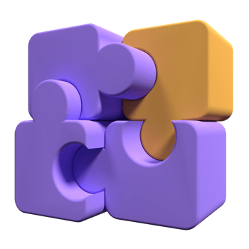 3d jigsaw puzzle pieces on transparent background. United four puzzles. Symbol of teamwork. Business concept. 3d render illustration png