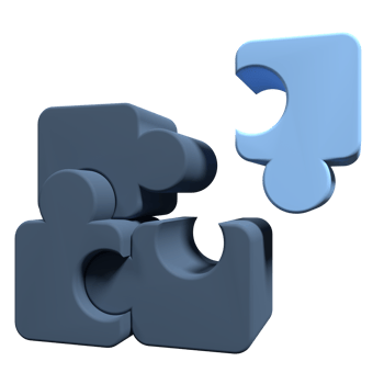 3d jigsaw puzzle pieces on transparent background. United four puzzles. Symbol of teamwork. Business concept. 3d render illustration png