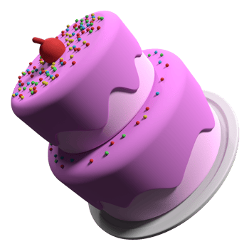 3D cake with transparent background. Realistic birthday cake. Holiday food. Cartoon creative design icon. 3D Rendering png