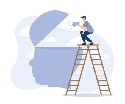 Brainwash, motivation or communication concept, motivation or communication concept, Flat vector modern illustration