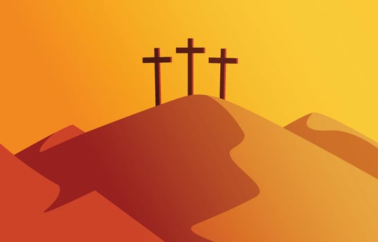 Illustration of Holy Week Three Cross On Top of the Mountain vector