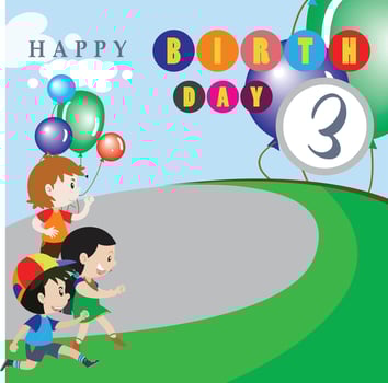 Happy birthday greeting cards with blank space area and cartoon character vector