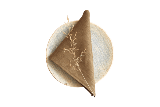 Beige napkin and plate isolated on a transparent background png