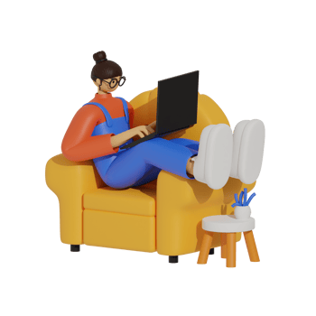 Enhancing Productivity with Laptop Use on Sofas 3D illustration png