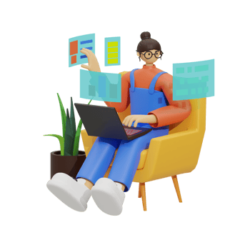 Enhancing Productivity with Laptop Use on Sofas 3D illustration png
