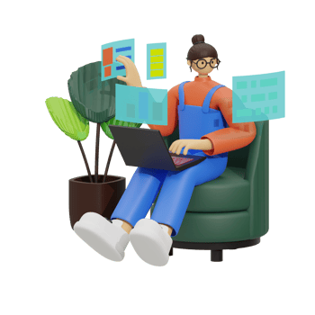 Enhancing Productivity with Laptop Use on Sofas 3D illustration png