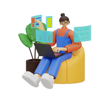 Enhancing Productivity with Laptop Use on Sofas 3D illustration png