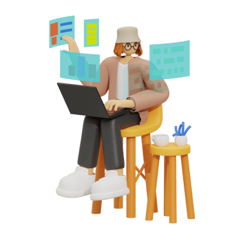 Enhancing Productivity with Laptop Use on Sofas 3D illustration png