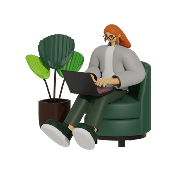 Enhancing Productivity with Laptop Use on Sofas 3D illustration png