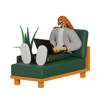 Enhancing Productivity with Laptop Use on Sofas 3D illustration png