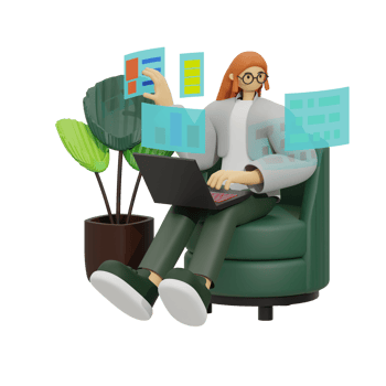 Enhancing Productivity with Laptop Use on Sofas 3D illustration png