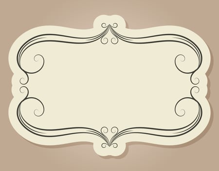 Vintage old frame or label with elegant swirls ornament. Vector isolated banner or template.