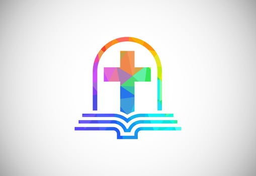 Low poly style church logo. Christian sign symbols. The Cross of Jesus vector