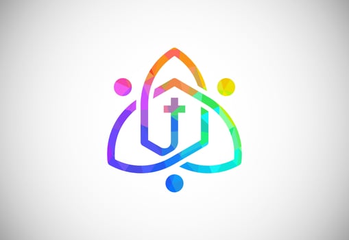 Low poly style church logo. Christian sign symbols. The Cross of Jesus vector