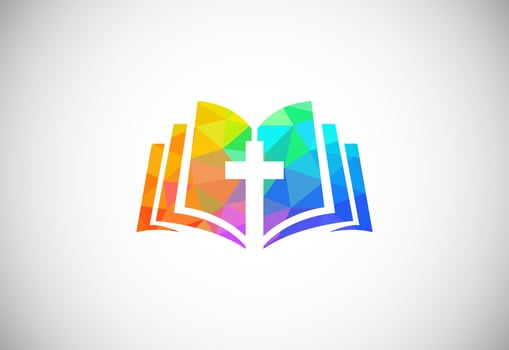 Low poly style church logo. Christian sign symbols. The Cross of Jesus vector