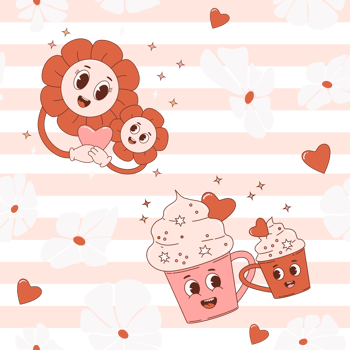 nostalgia seamless pattern with characters png
