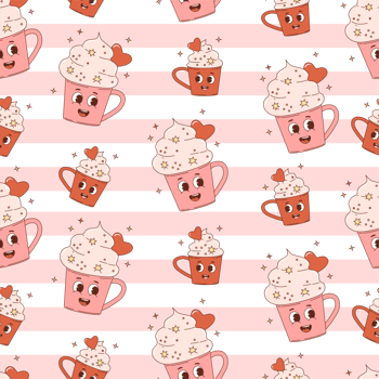 Retro seamless pattern cute cups png