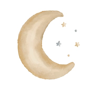 Cute watercolor illustration for baby and kids with moon and stars. vector