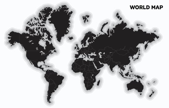 World Map in Black and White vector