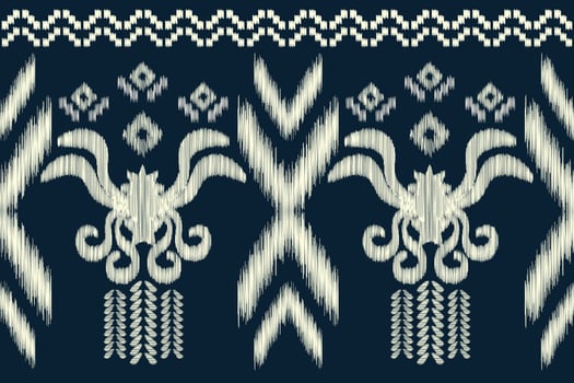 Ethnic Ikat fabric pattern geometric style.African Ikat embroidery Ethnic oriental pattern navy blue background. Abstract,vector,illustration.For texture,clothing,scraf,decoration,carpet. vector