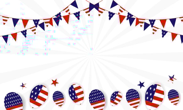 usa flag background with balloon elements and space for text vector