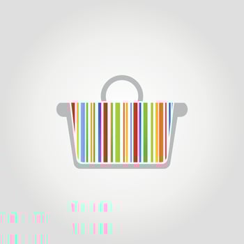 Basket for purchases on a grey background. A vector illustration
