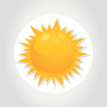 The drawn sun on a white background. A vector illustration