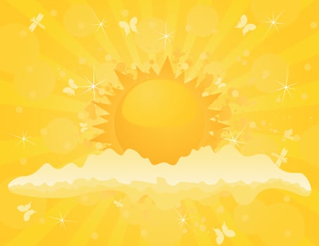 The cloud closes the sun. A vector illustration