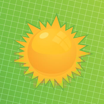 The drawn sun on a white background. A vector illustration