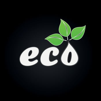Ecological sign on a black background. A vector illustration