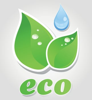 Drop of water and green plant. A vector illustration