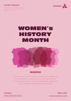 Womens History Month. Womens day celebration poster design on march 8th. Vector