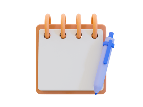 3d minimal notepad template. empty spiral-bound notebook mockup. blank Memo. spiral-bound notepad with pen. 3d illustration. png