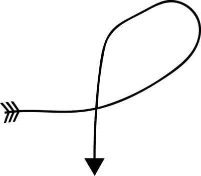 The arrow indicates the direction drawn by hand. vector