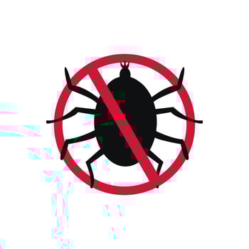 Tick parasites. Tick silhouette. Error protection vector icon. Check the pest warning sign. Human tick parasite. Ixodid tick. Danger for animals.