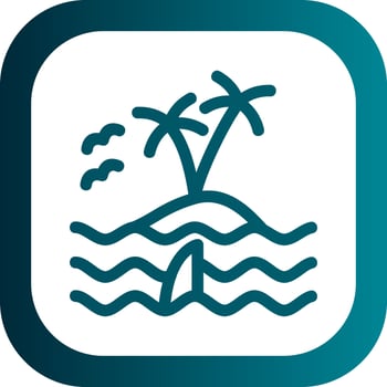 Island Landscape Vector Icon Design