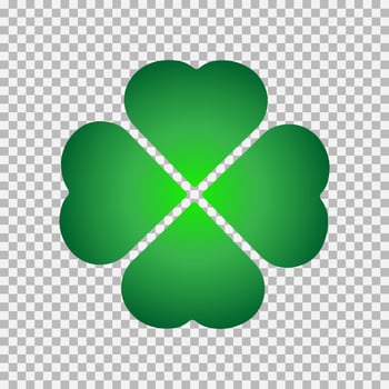 Green Shamrock clover vector icon. St Patrick day symbol, leprechaun leaf sign. Shamrock clover isolated, flat decorative element.