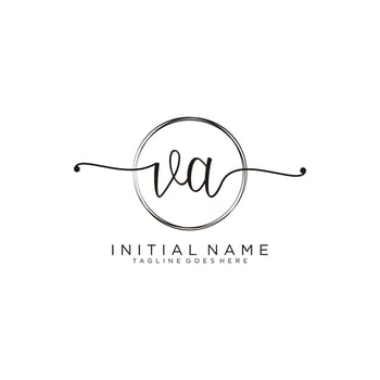Initial VA feminine logo collections template. handwriting logo of initial signature, wedding, fashion, jewerly, boutique, floral and botanical with creative template for any company or business. vector